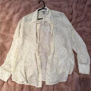H&M White Blouse with Black Dots